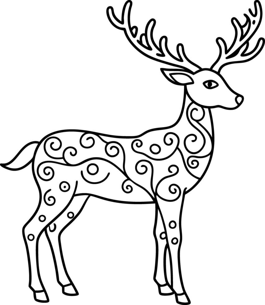 decorative deer illustration. wildlife, mammal, forest, buck, stag, male, background, antlers, fauna, brown, vector