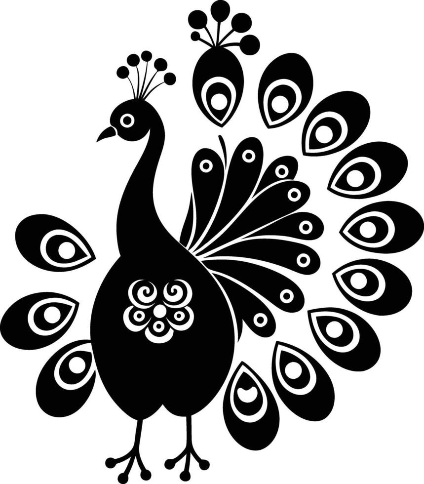 decorative peachock illustration. beautiful, trees, spring, park, peacocks, elegant, peacock feathers vector