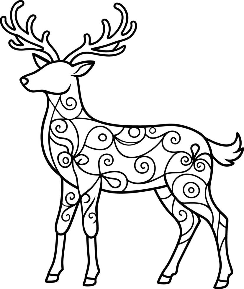 decorative deer illustration. wildlife, mammal, forest, buck, stag, male, background, antlers, fauna, brown, vector