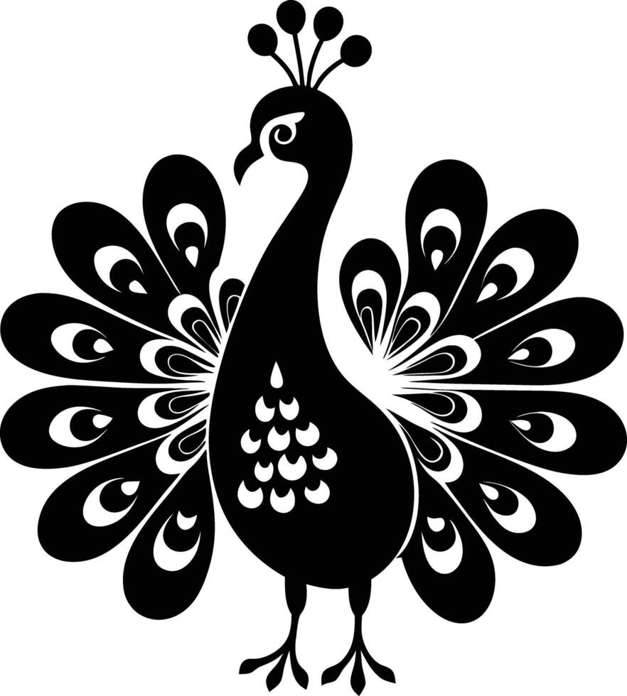 decorative peachock illustration. beautiful, trees, spring, park, peacocks, elegant, peacock feathers vector