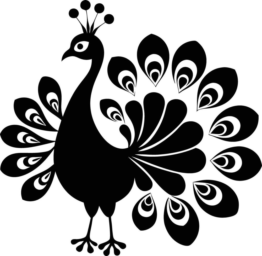 decorative peachock illustration. beautiful, trees, spring, park, peacocks, elegant, peacock feathers vector