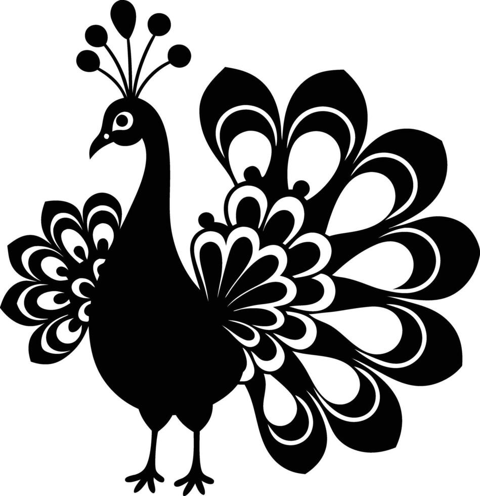 decorative peachock illustration. beautiful, trees, spring, park, peacocks, elegant, peacock feathers vector
