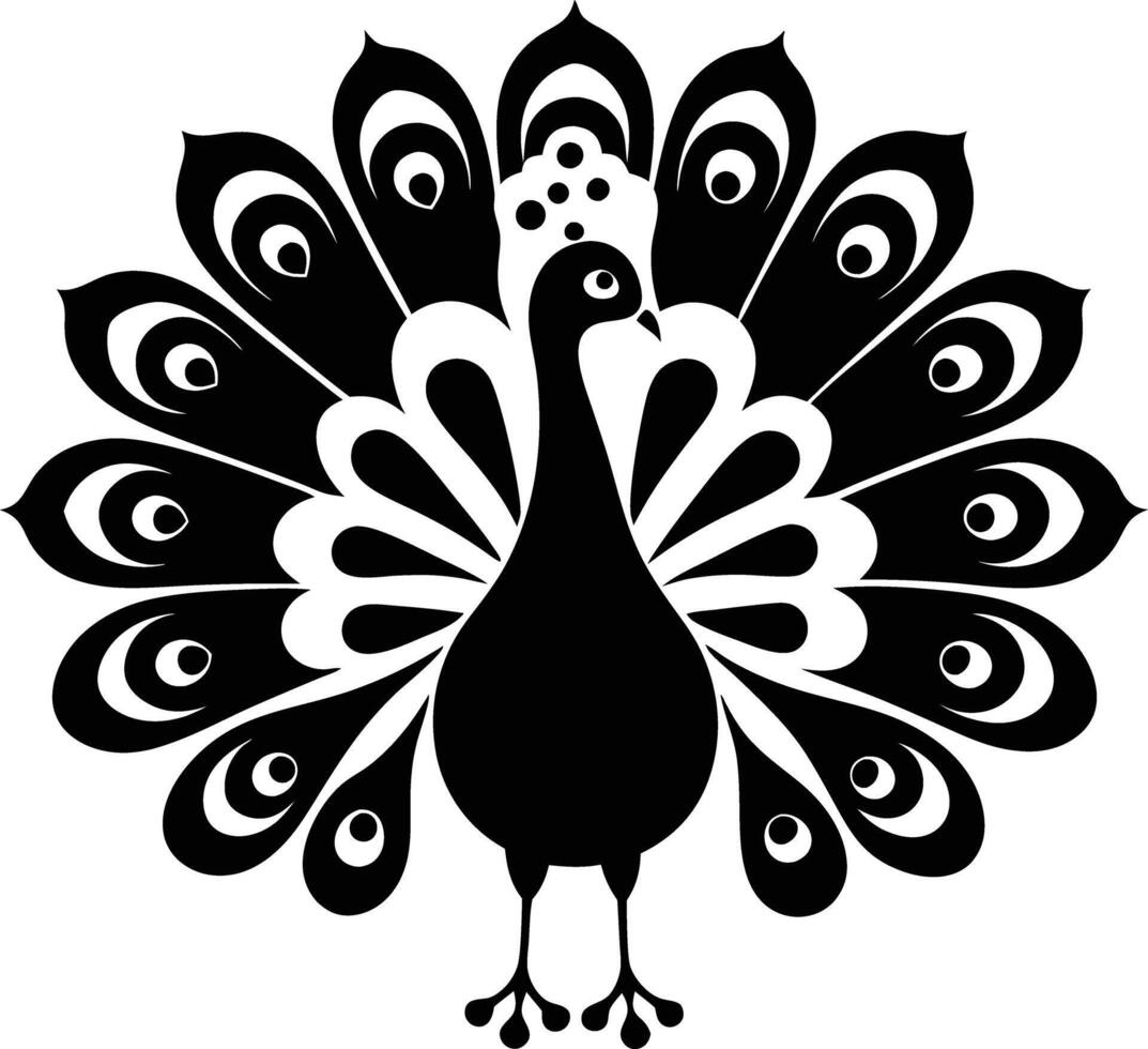 decorative peachock illustration. beautiful, trees, spring, park, peacocks, elegant, peacock feathers vector