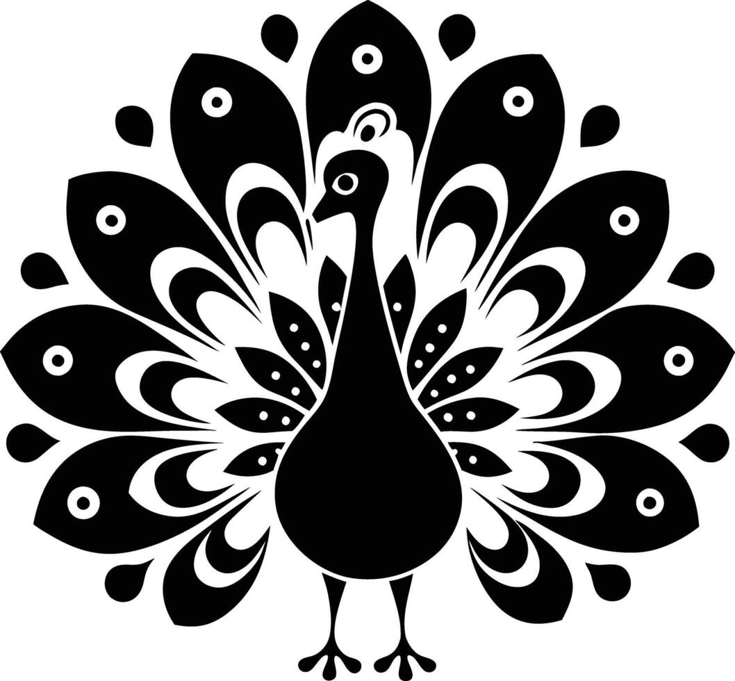 decorative peachock illustration. beautiful, trees, spring, park, peacocks, elegant, peacock feathers vector