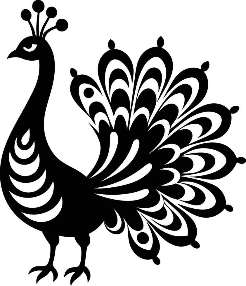 decorative peachock illustration. beautiful, trees, spring, park, peacocks, elegant, peacock feathers vector