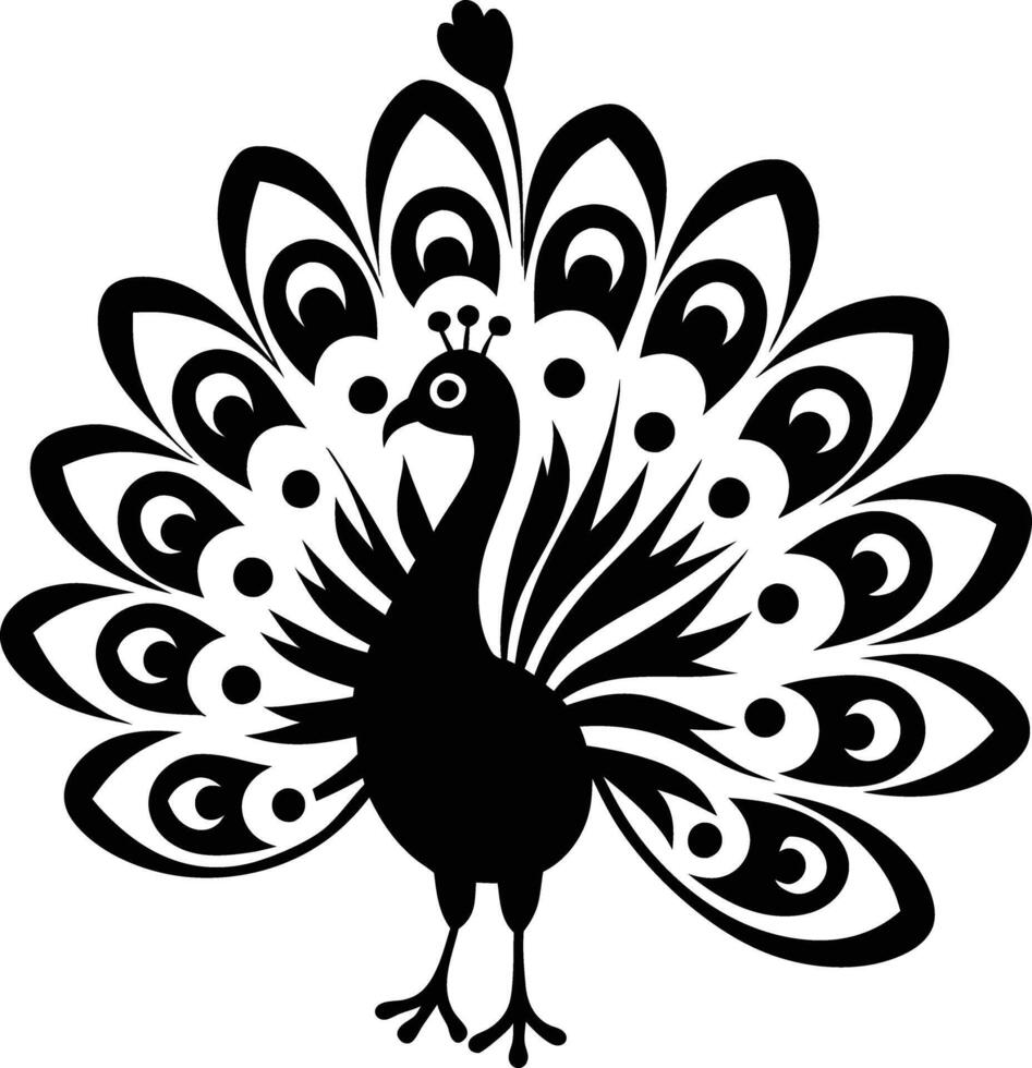 decorative peachock illustration. beautiful, trees, spring, park, peacocks, elegant, peacock feathers vector