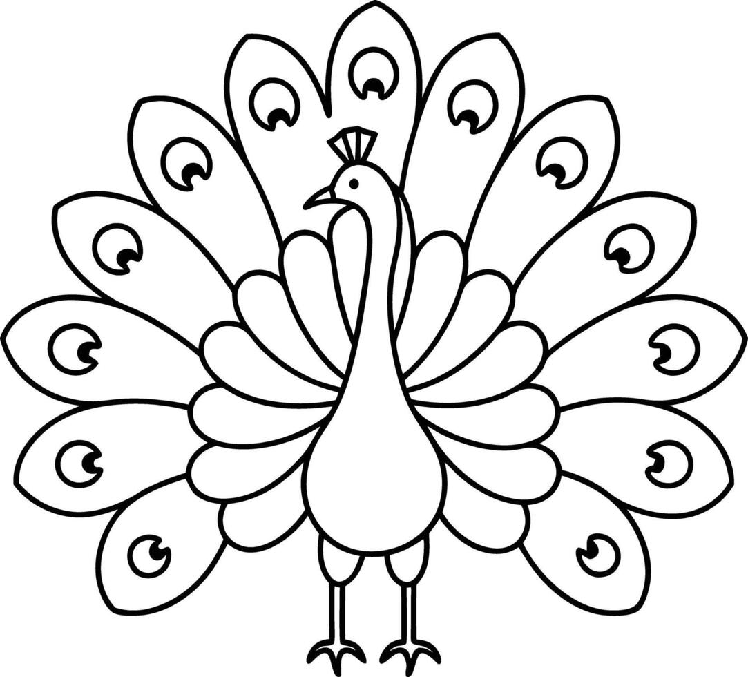 decorative peachock illustration. beautiful, trees, spring, park, peacocks, elegant, peacock feathers vector