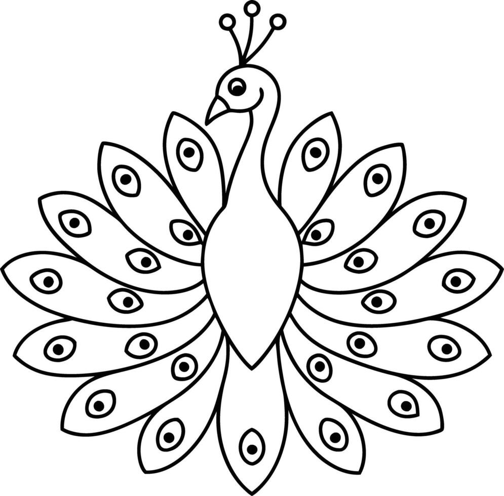decorative peachock illustration. beautiful, trees, spring, park, peacocks, elegant, peacock feathers vector