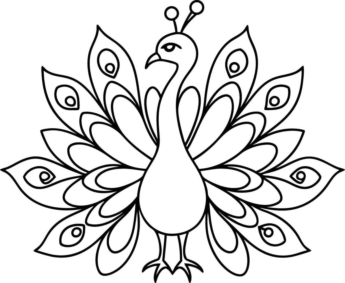 decorative peachock illustration. beautiful, trees, spring, park, peacocks, elegant, peacock feathers vector