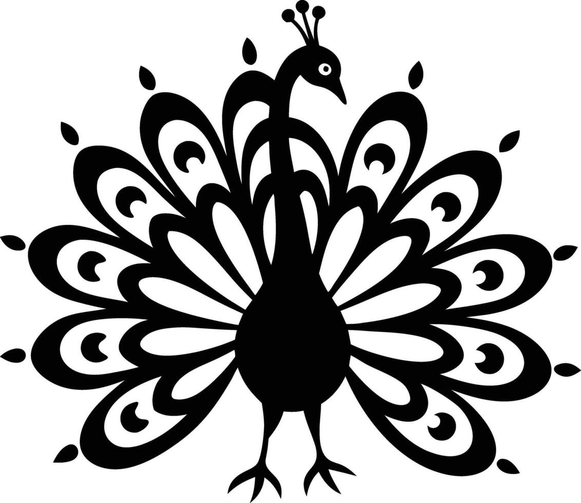 decorative peachock illustration. beautiful, trees, spring, park, peacocks, elegant, peacock feathers vector