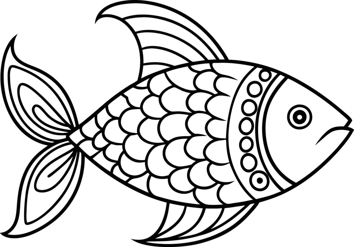decorative fish line art. aquatic, water, nature, fresh, fish, sea vector