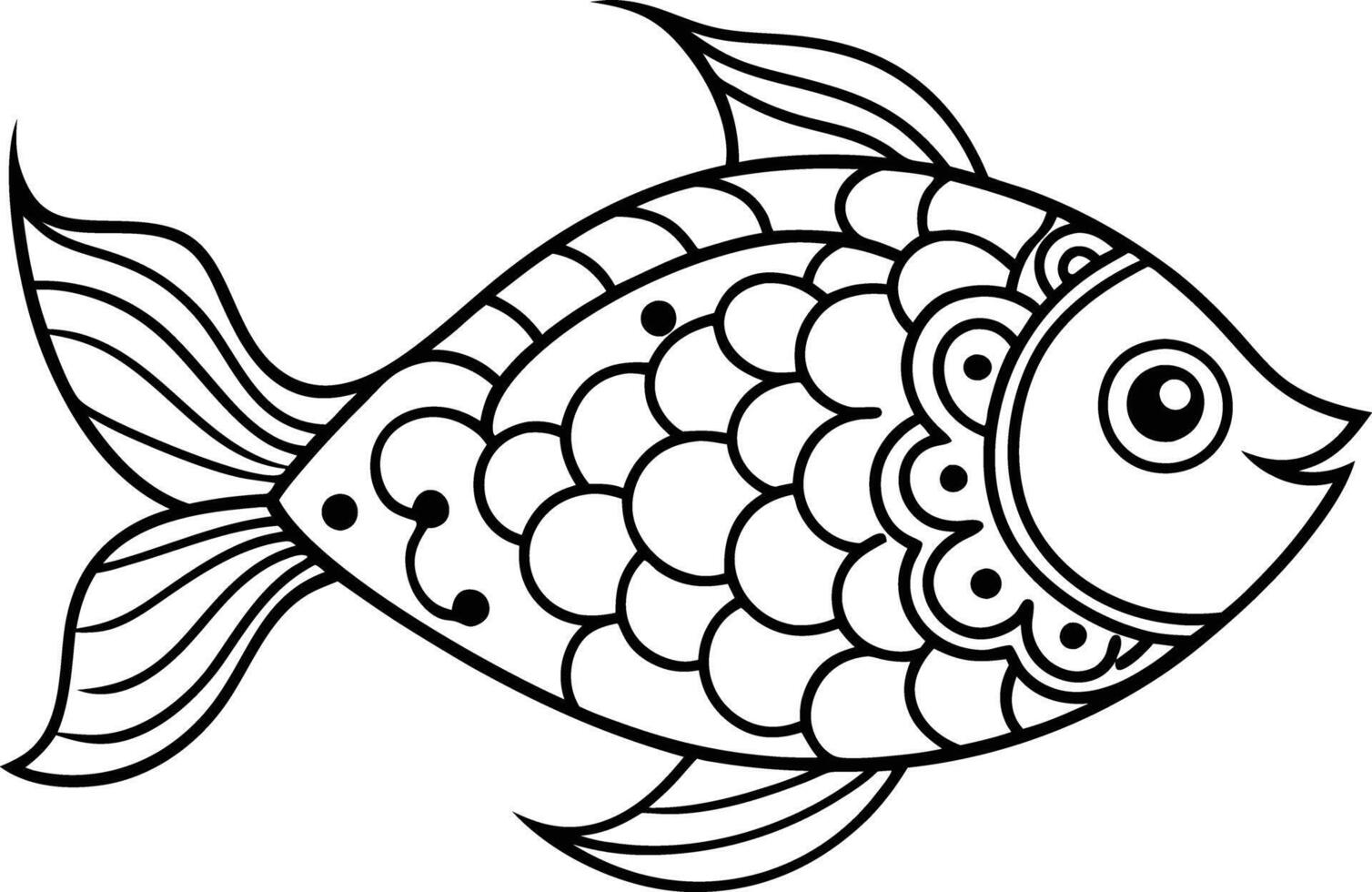 decorative fish line art. aquatic, water, nature, fresh, fish, sea vector