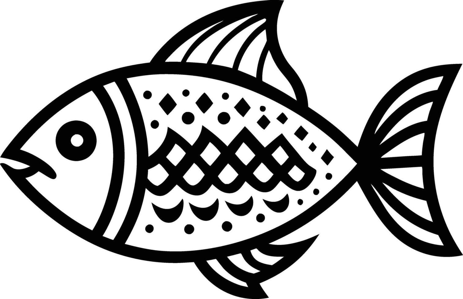 decorative fish line art. aquatic, water, nature, fresh, fish, sea vector