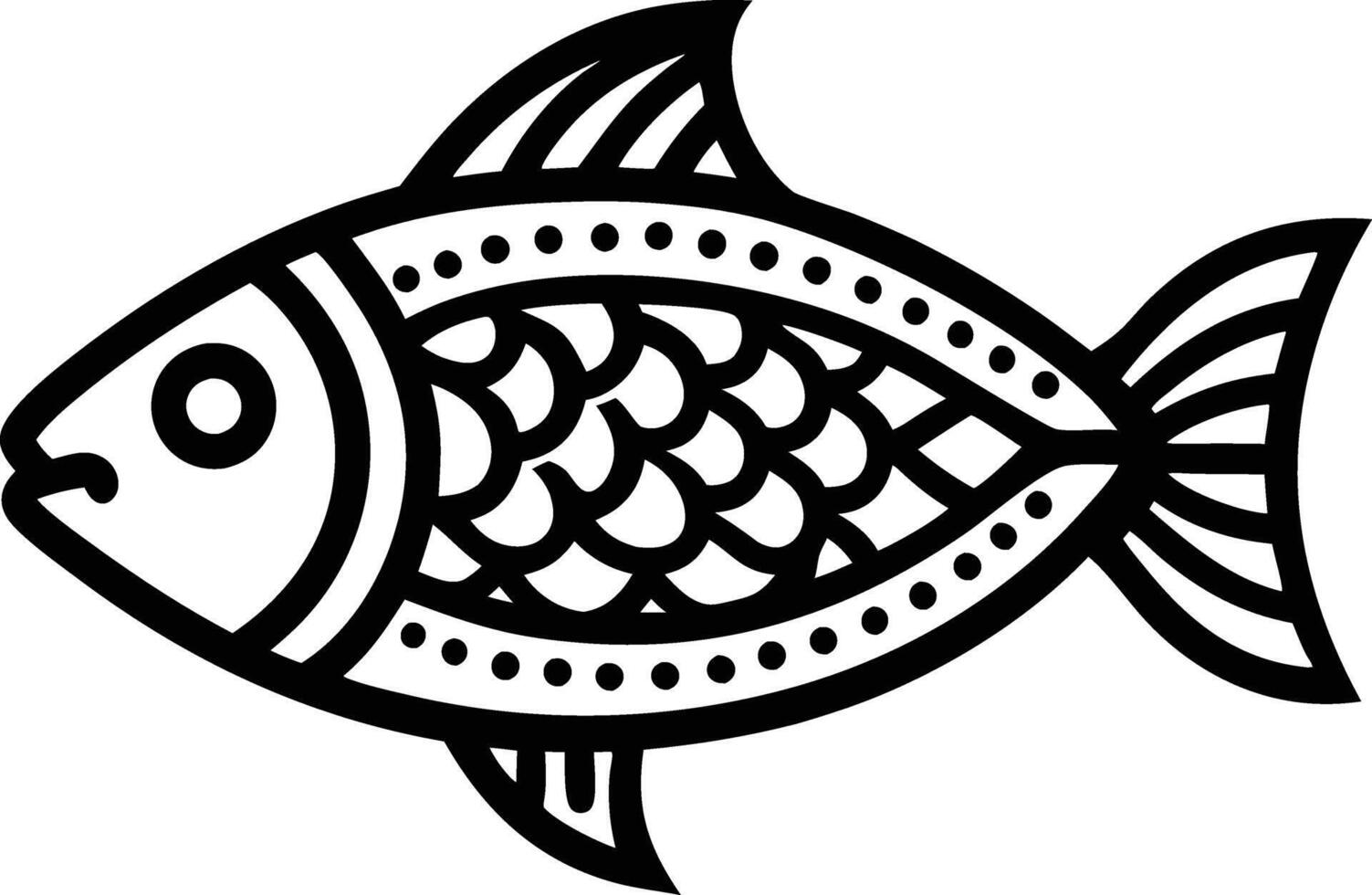 decorative fish line art. aquatic, water, nature, fresh, fish, sea vector