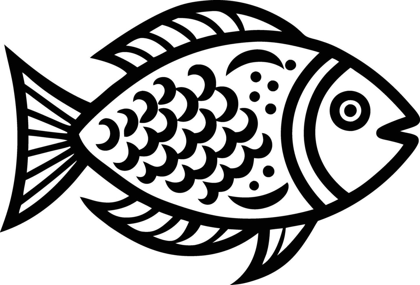 decorative fish line art. aquatic, water, nature, fresh, fish, sea vector