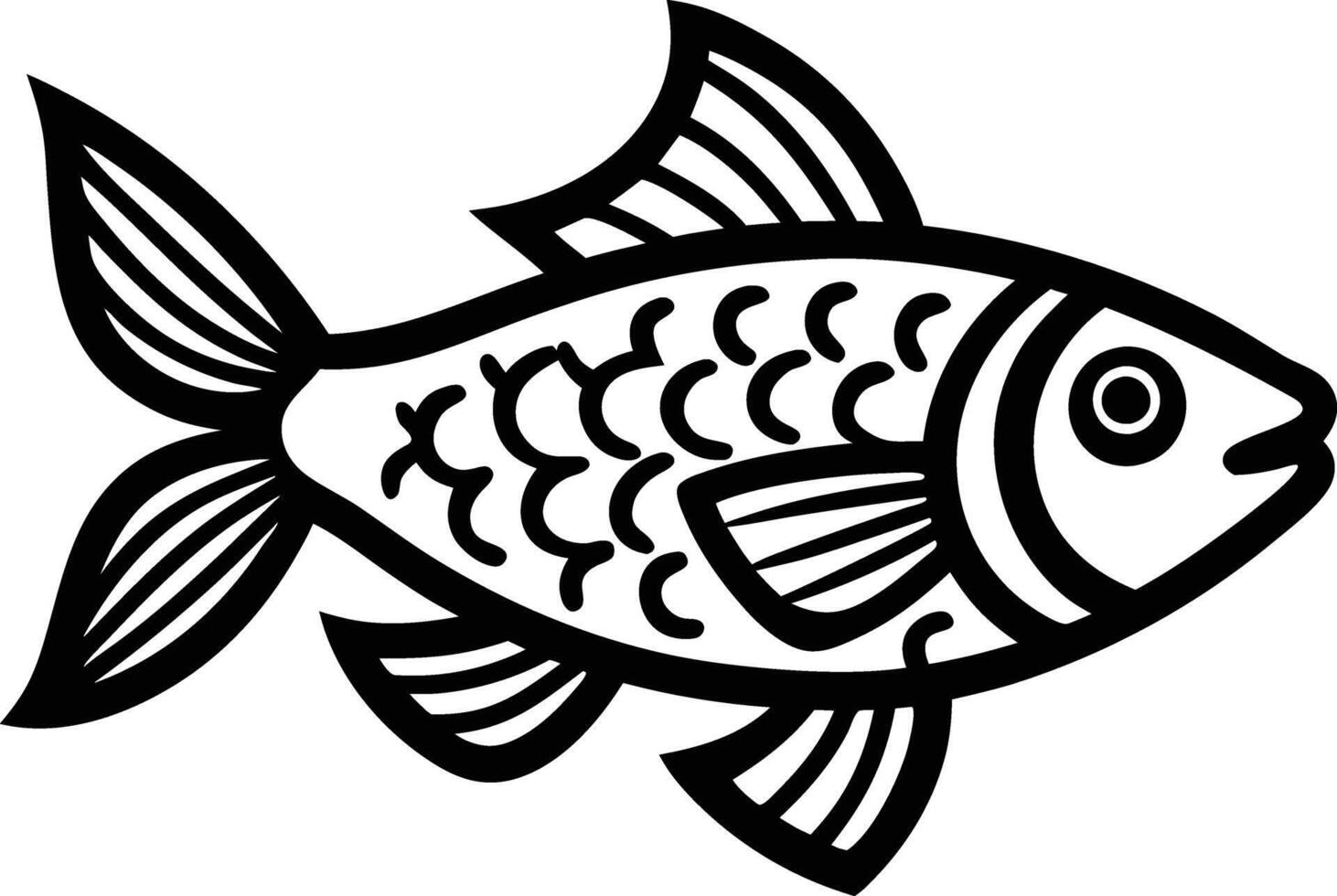 decorative fish line art. aquatic, water, nature, fresh, fish, sea vector