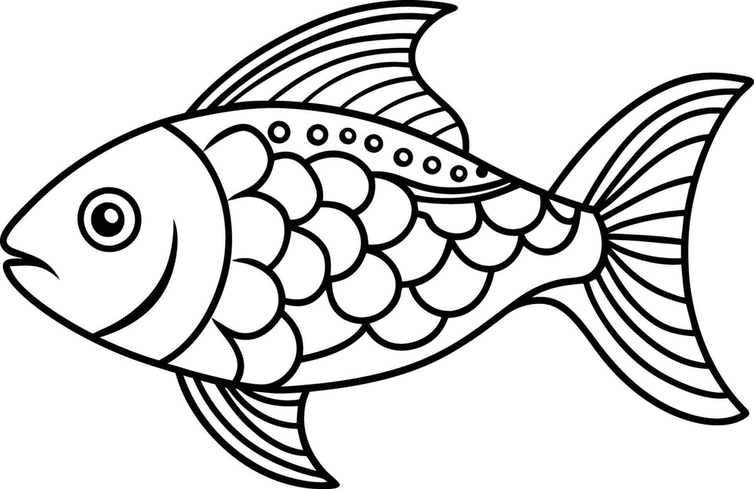 decorative fish line art. aquatic, water, nature, fresh, fish, sea vector