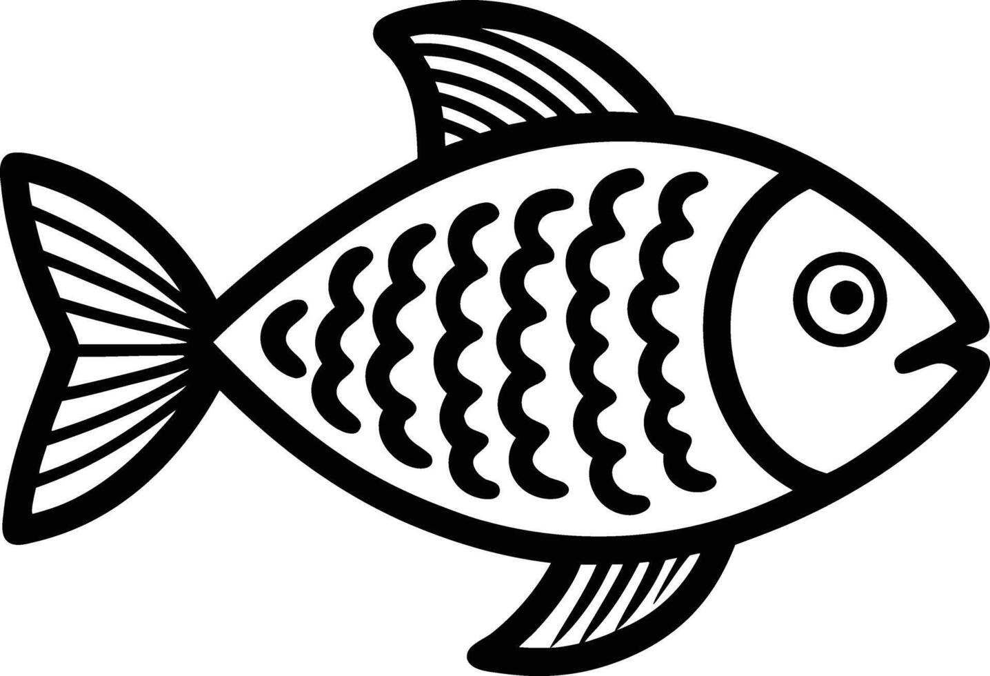 decorative fish line art. aquatic, water, nature, fresh, fish, sea vector