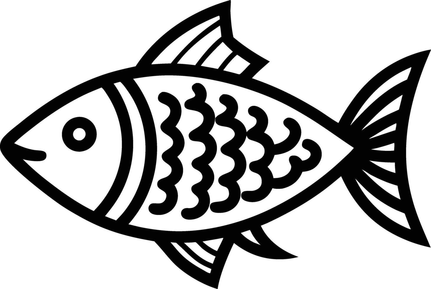 decorative fish line art. aquatic, water, nature, fresh, fish, sea vector