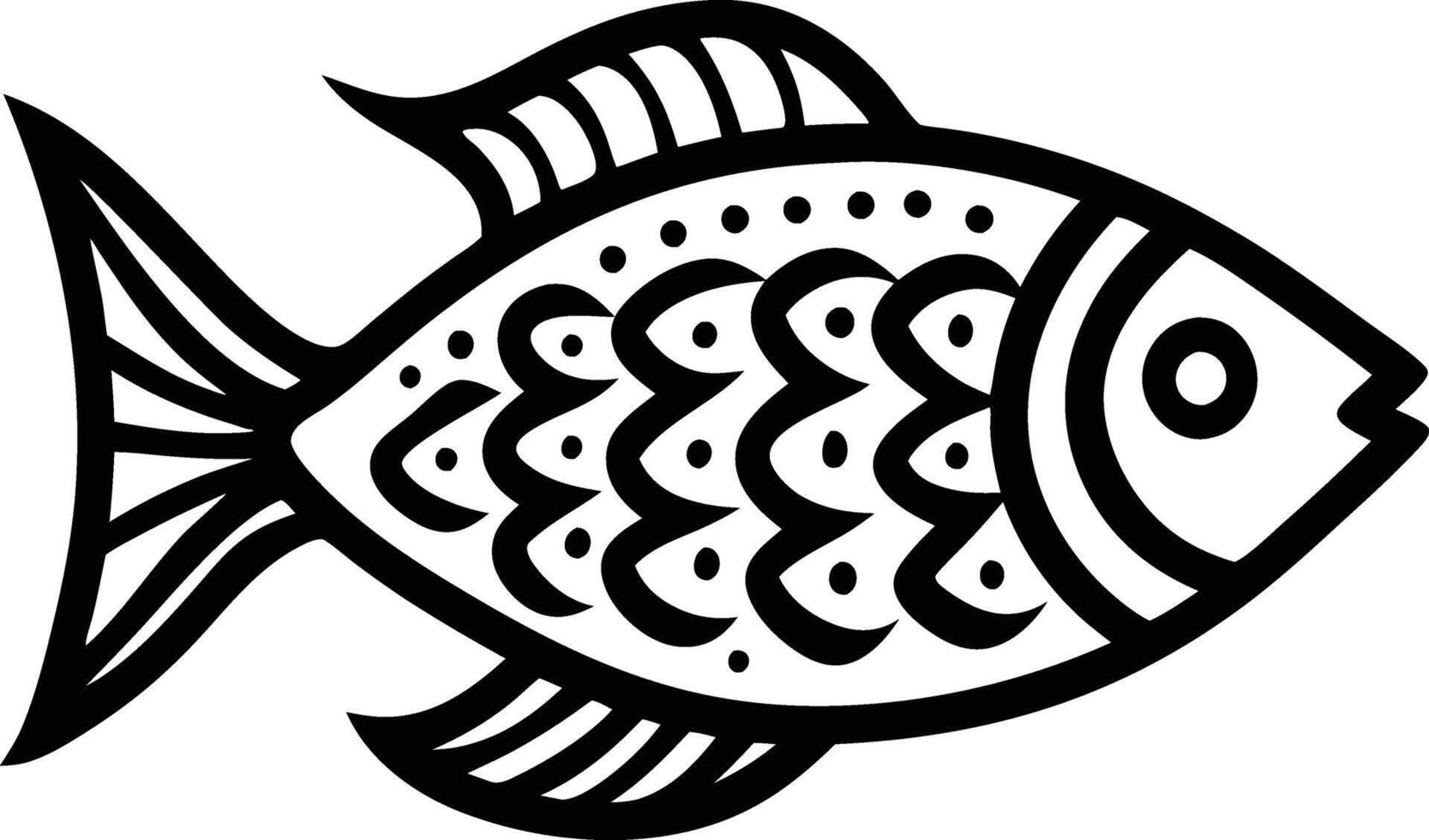 decorative fish line art. aquatic, water, nature, fresh, fish, sea vector