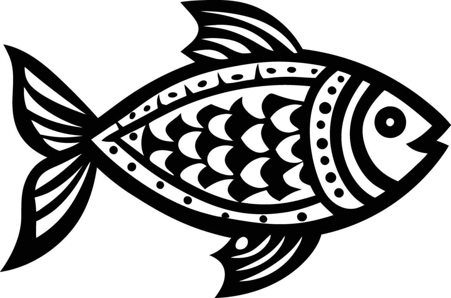 decorative fish line art. aquatic, water, nature, fresh, fish, sea vector