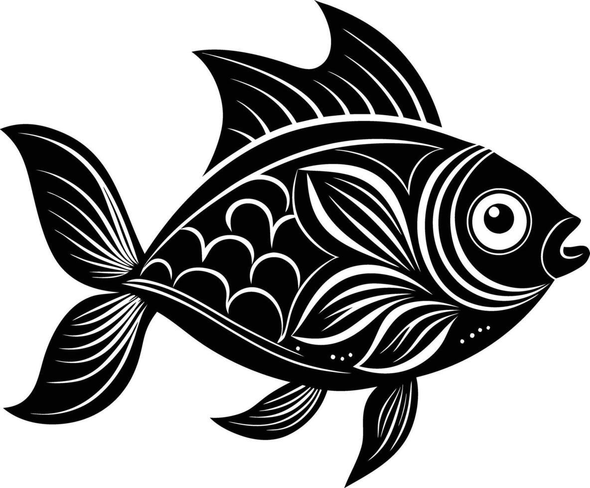 decorative fish line art. aquatic, water, nature, fresh, fish, sea vector