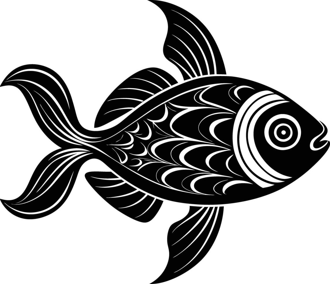 decorative fish line art. aquatic, water, nature, fresh, fish, sea vector