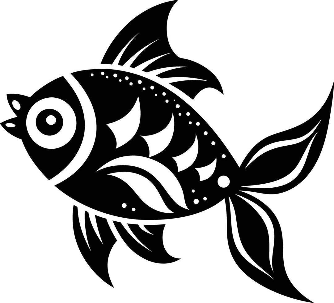 decorative fish line art. aquatic, water, nature, fresh, fish, sea vector