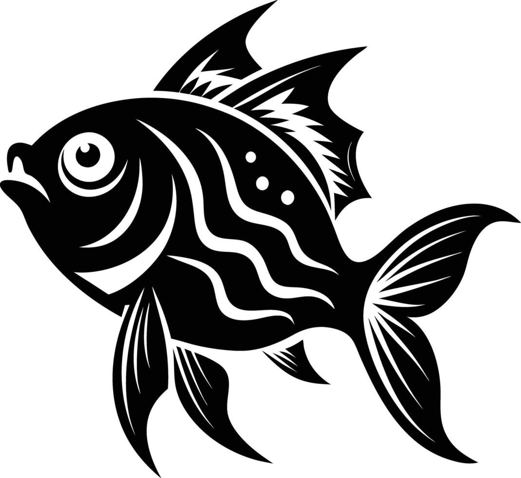 decorative fish line art. aquatic, water, nature, fresh, fish, sea vector