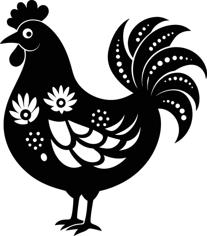 decorative hen illustration. hen, chicken, poultry, farm, nature, farming, animal, livestock vector