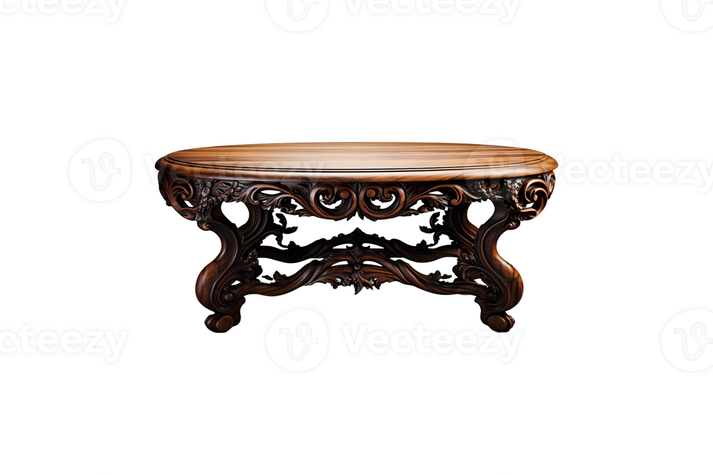 Carved Dining Table isolated on transparent background. png