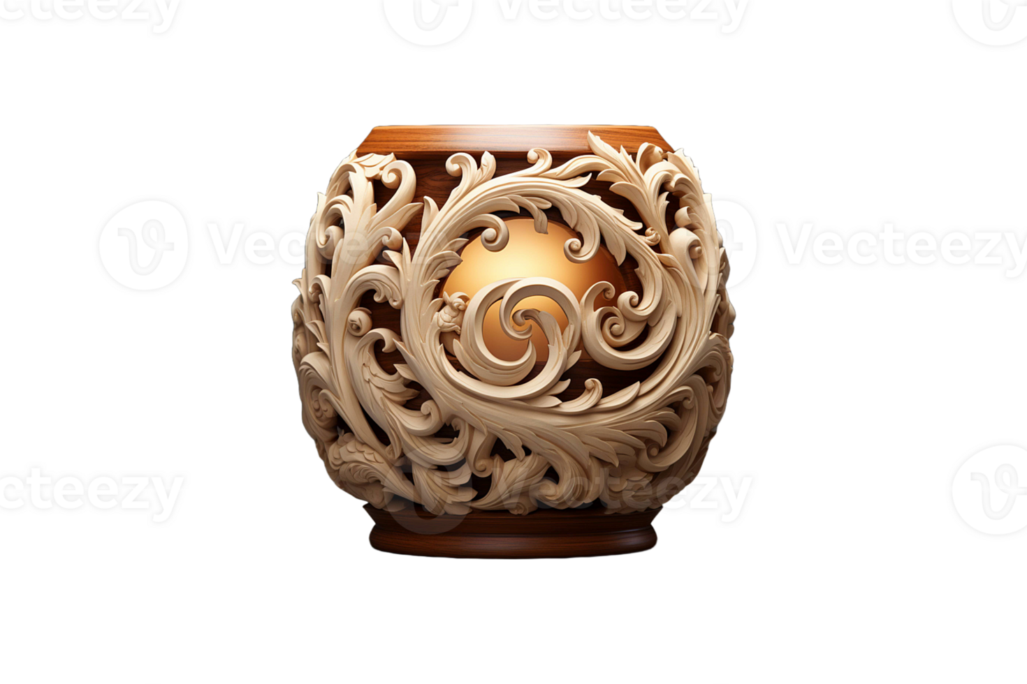 Carved Candle Holder isolated on transparent background. png