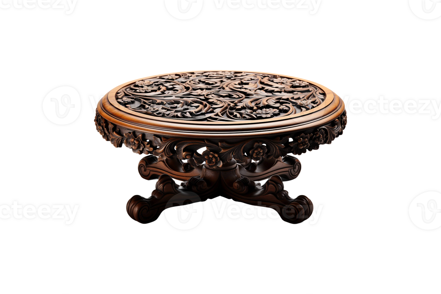 Carved Dining Table isolated on transparent background. png