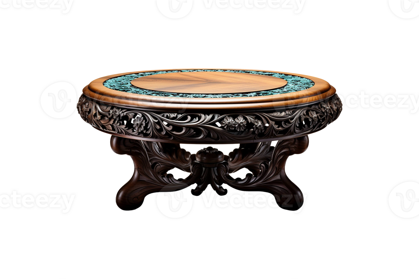Carved Dining Table isolated on transparent background. png