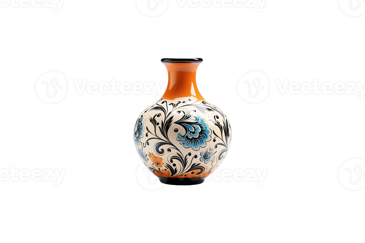 Ceramic Pottery Vase isolated on transparent background. png
