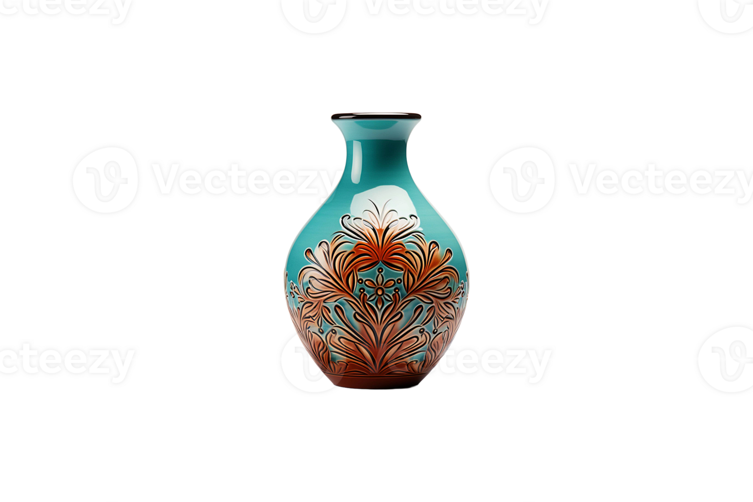 Ceramic Pottery Vase isolated on transparent background. png