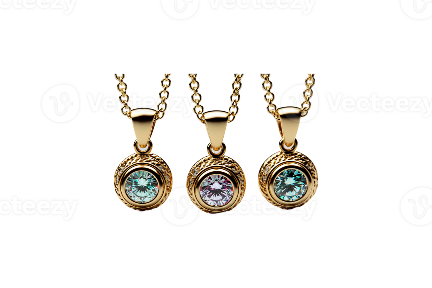 Chain Pendant Set isolated on transparent background. png