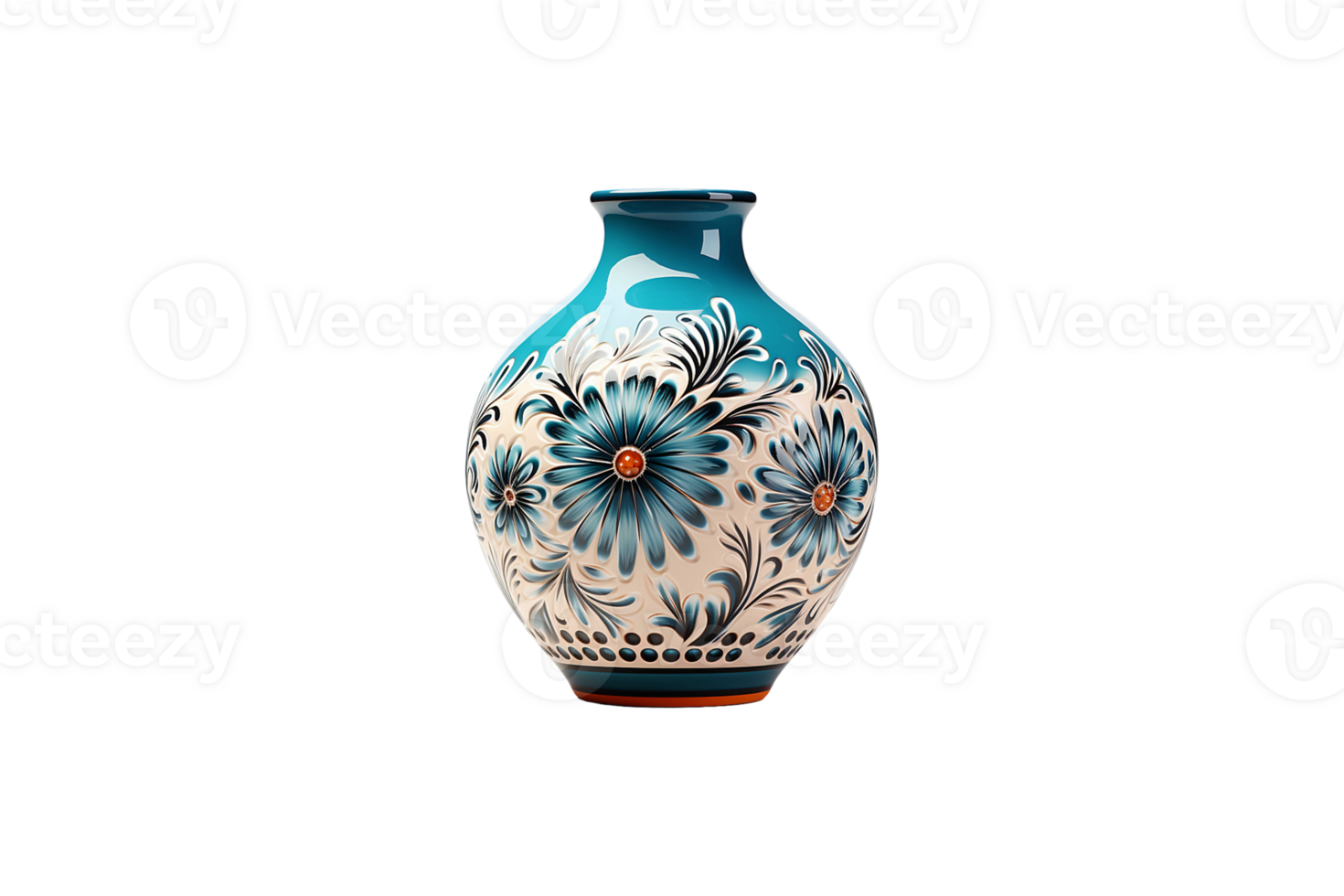 Ceramic Pottery Vase isolated on transparent background. png