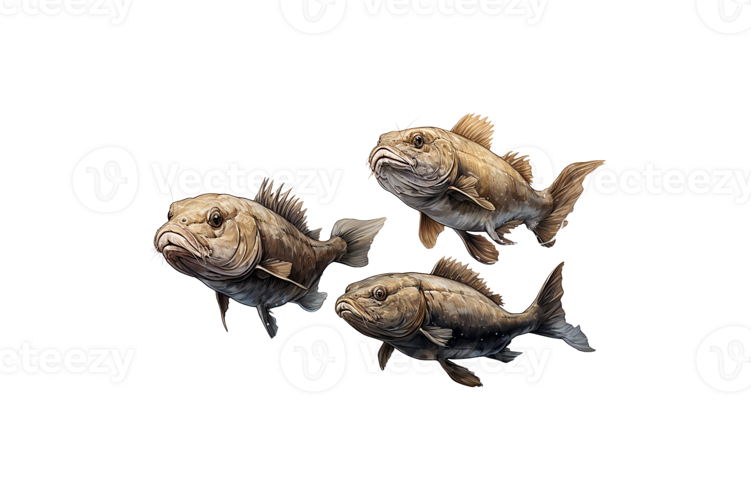 Catfishes isolated on transparent background. png