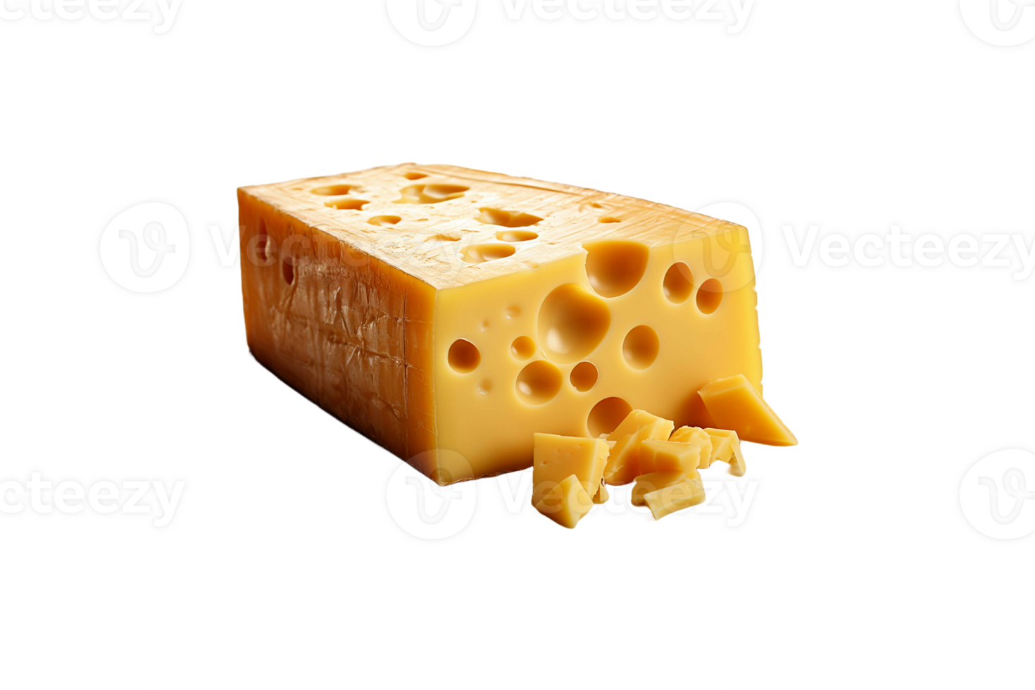 Cheddar Cheese isolated on transparent background. png