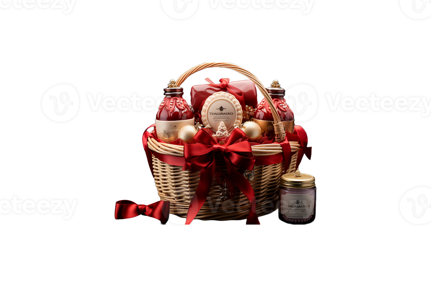 Christmas Gift Basket isolated on transparent background. png