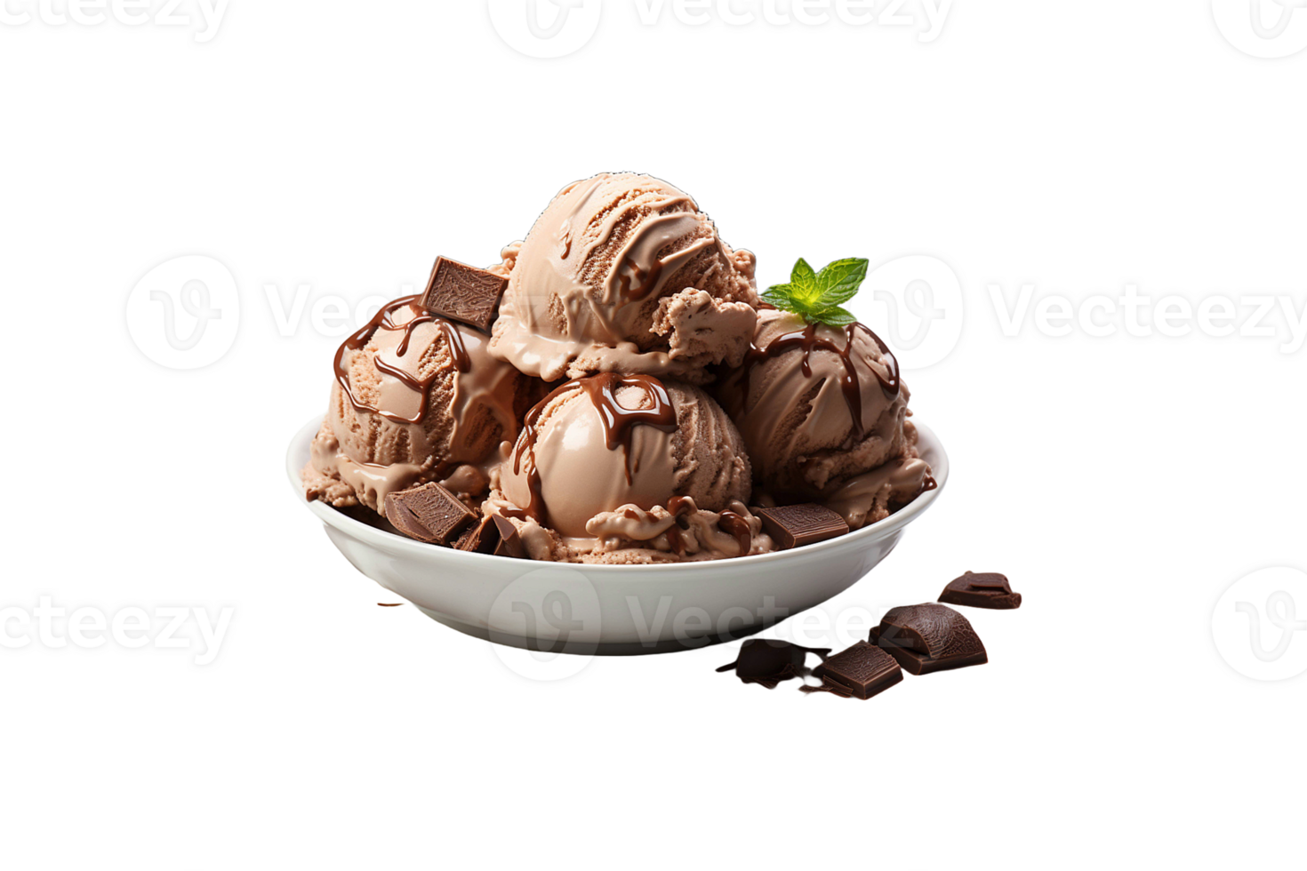 Chocolate Ice Cream isolated on transparent background. png