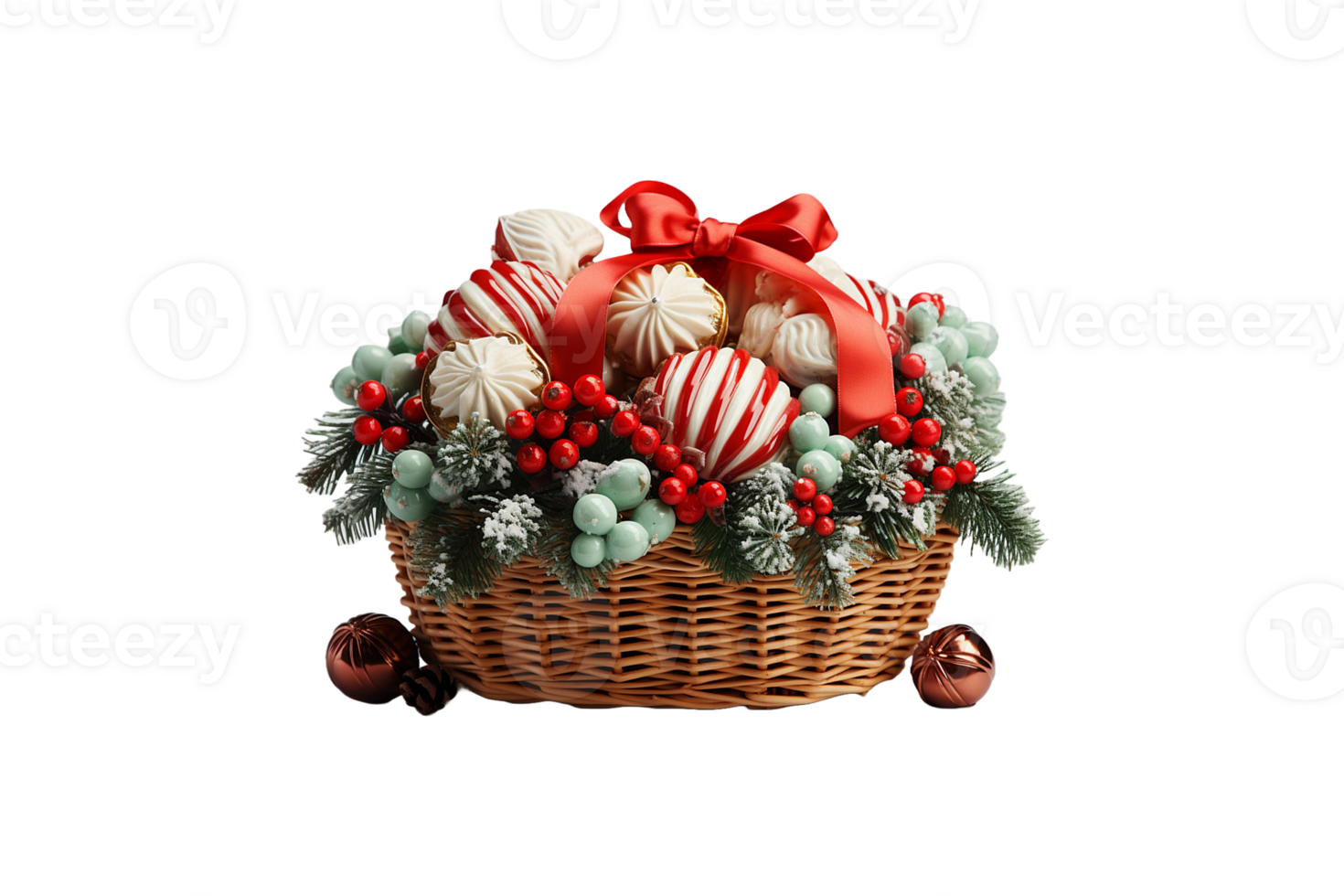 Christmas Gift Basket isolated on transparent background. png