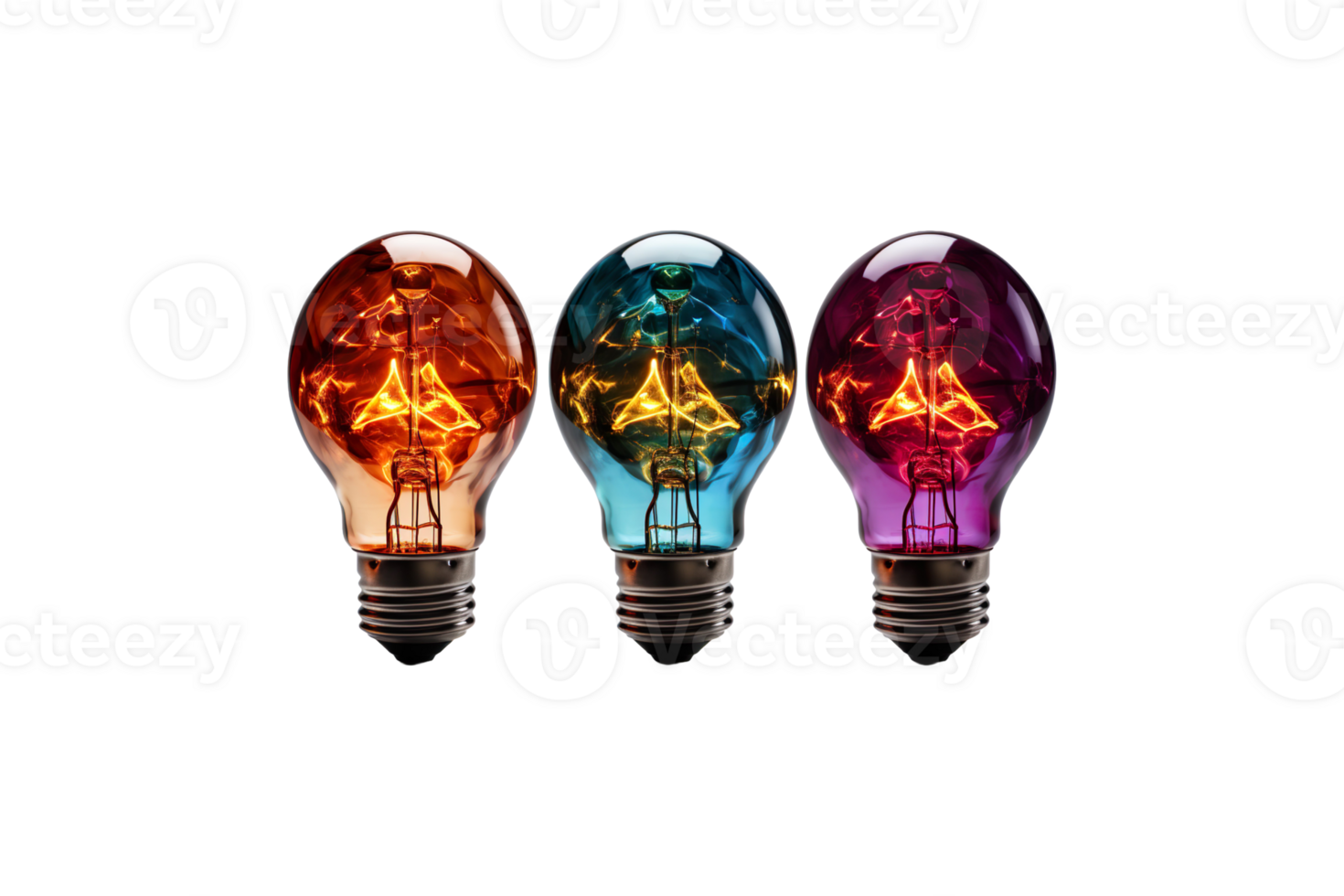 Color Light Bulb isolated on transparent background. png