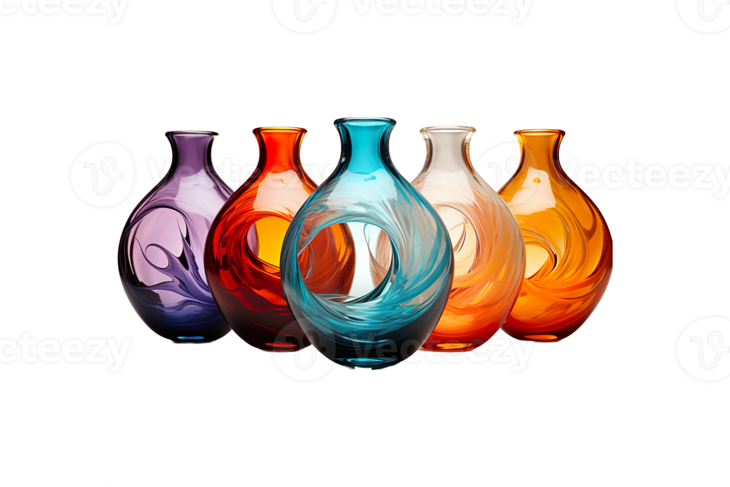 Colored Glass Vase isolated on transparent background. png