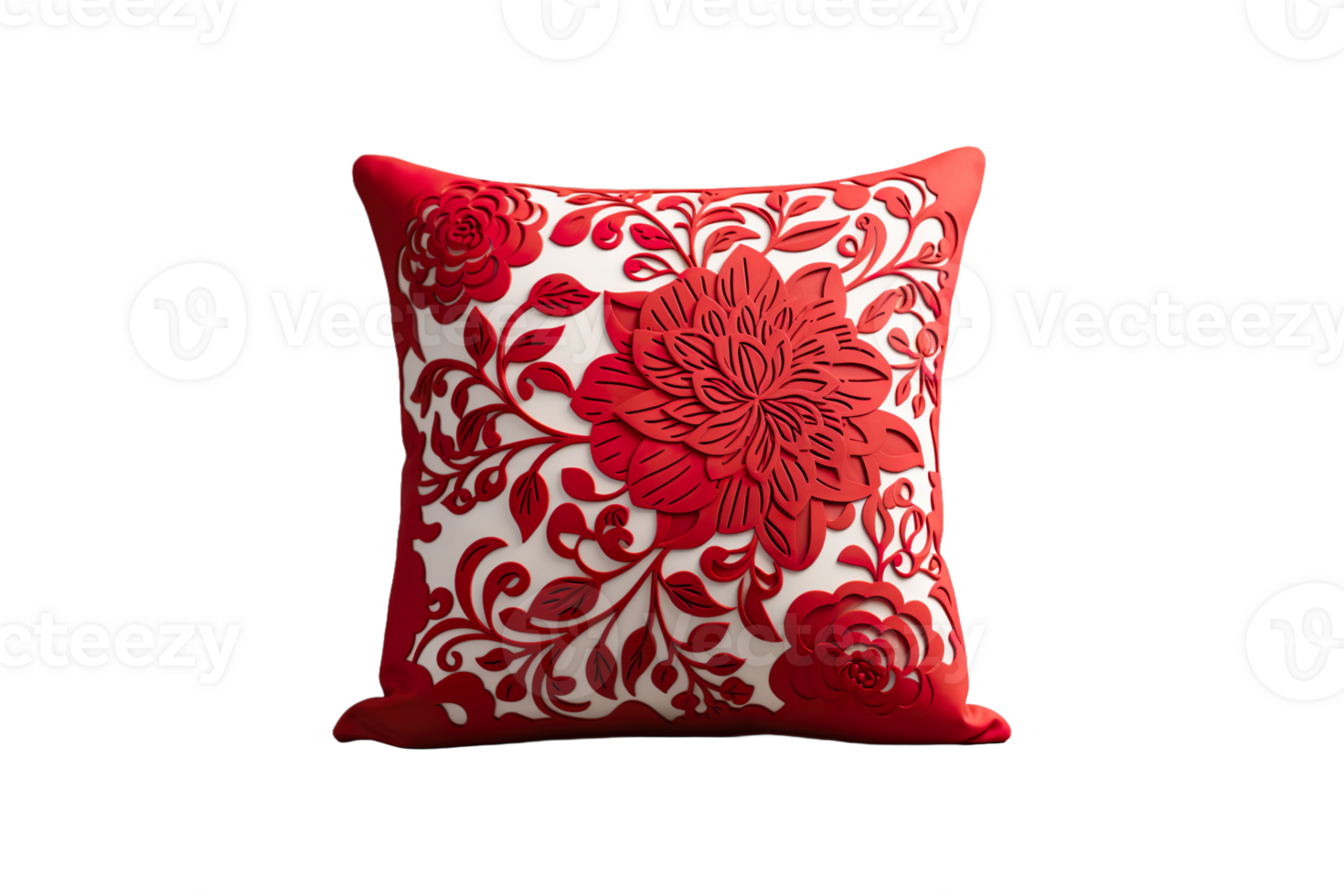 Cut Work Cushion Cover isolated on transparent background. png