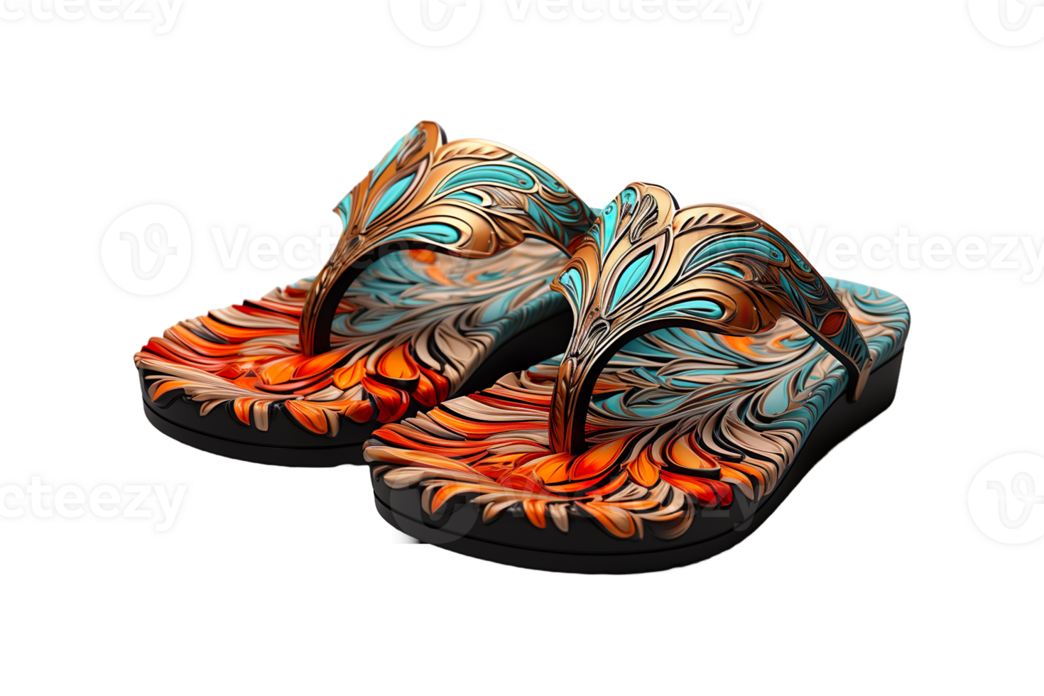 Customized Flip Flop isolated on transparent background. png