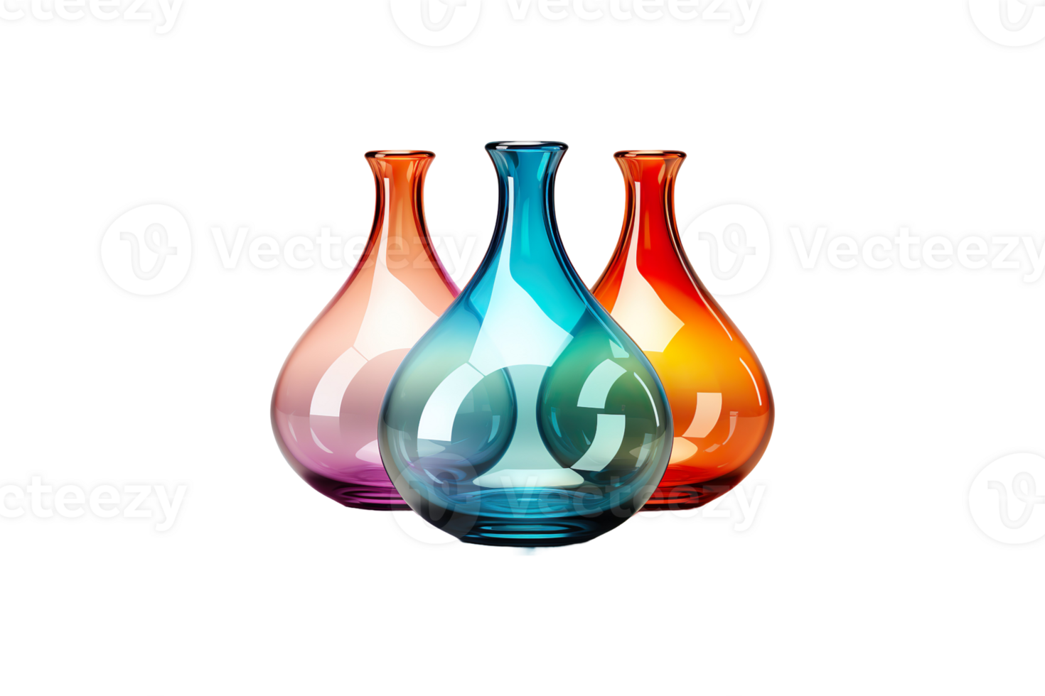 Colored Glass Vase isolated on transparent background. png