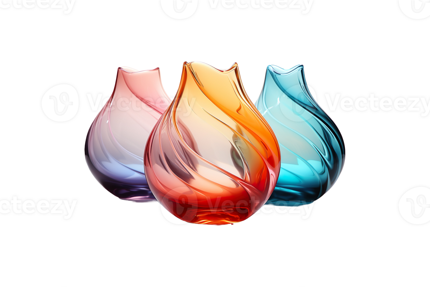 Colored Glass Vase isolated on transparent background. png