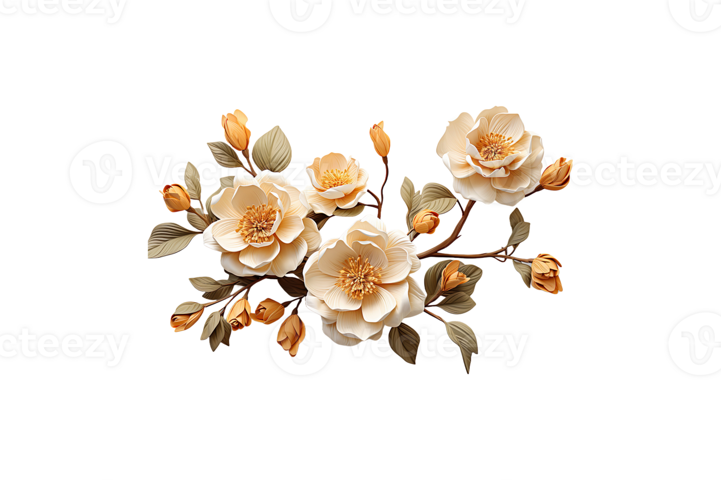 Clay Flower isolated on transparent background. png